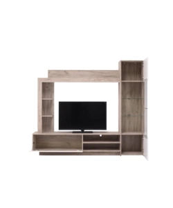 Mobile tv per soggiorno "torino" rovere e bianco, 204x35x174,5 cm